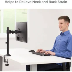 Fellowes Reflex Series Adjustable Monitor Arm for Desk, Supports 32-Inch Monitors, Ergonomic Single Monitor Stand with VESA Mount, Easy Setup with Grommet or Clamp