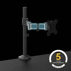 Fellowes Reflex Series Adjustable Monitor Arm for Desk, Supports 32-Inch Monitors, Ergonomic Single Monitor Stand with VESA Mount, Easy Setup with Grommet or Clamp