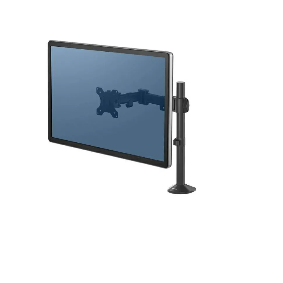 Fellowes Reflex Series Adjustable Monitor Arm for Desk, Supports 32-Inch Monitors, Ergonomic Single Monitor Stand with VESA Mount, Easy Setup with Grommet or Clamp