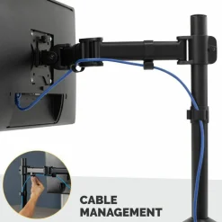 Fellowes Reflex Series Adjustable Monitor Arm for Desk, Supports 32-Inch Monitors, Ergonomic Single Monitor Stand with VESA Mount, Easy Setup with Grommet or Clamp