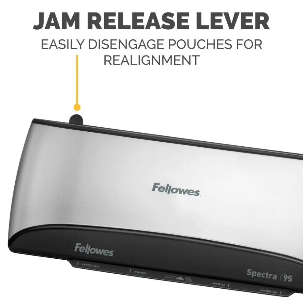 Fellowes Spectra 95 Laminator With Combo Kit, 9 1/2" Entry Width, 3"H x 14 1/2"W x 7"D, Silver/Black