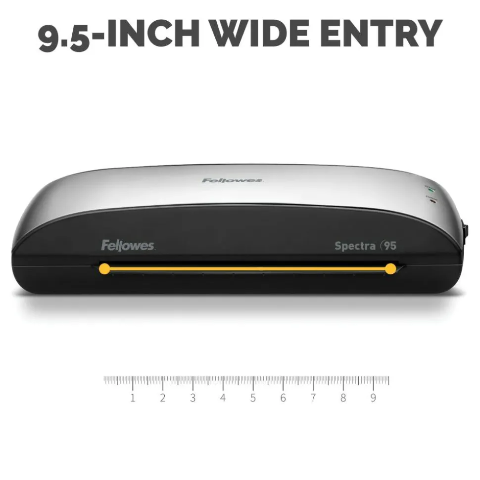 Fellowes Spectra 95 Laminator With Combo Kit, 9 1/2" Entry Width, 3"H x 14 1/2"W x 7"D, Silver/Black