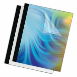 Fellowes Thermal Binding System Presentation Covers, 180-Sheet Capacity, Plastic, Square Corners, 11 x 8.5, Clear/Matte Black, 10/Pack