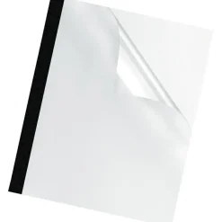 Fellowes Thermal Binding System Presentation Covers, 180-Sheet Capacity, Plastic, Square Corners, 11 x 8.5, Clear/Matte Black, 10/Pack