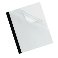 Fellowes Thermal Binding System Presentation Covers, 120-Sheet Capacity, Plastic, Square Corners, 11 x 8.5, Clear/Matte Black, 10/Pack
