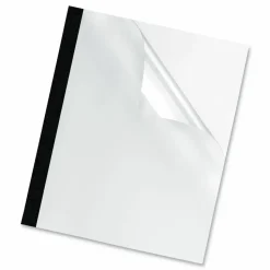 Fellowes Thermal Binding System Presentation Covers, 120-Sheet Capacity, Plastic, Square Corners, 11 x 8.5, Clear/Matte Black, 10/Pack
