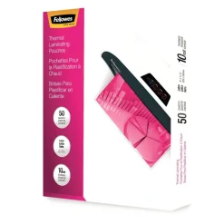 Fellowes Thermal Laminating Pouches, Glossy, 9" x 11.5", 10 Mil, Clear, Pack Of 50
