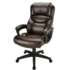 Fennington Bonded Leather High-Back Executive Office Chair, Brown, BIFMA Compliant