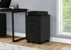 File Cabinet, Rolling Mobile, Storage Drawers, Printer Stand, Office, Work, Black Laminate, Contemporary, Modern