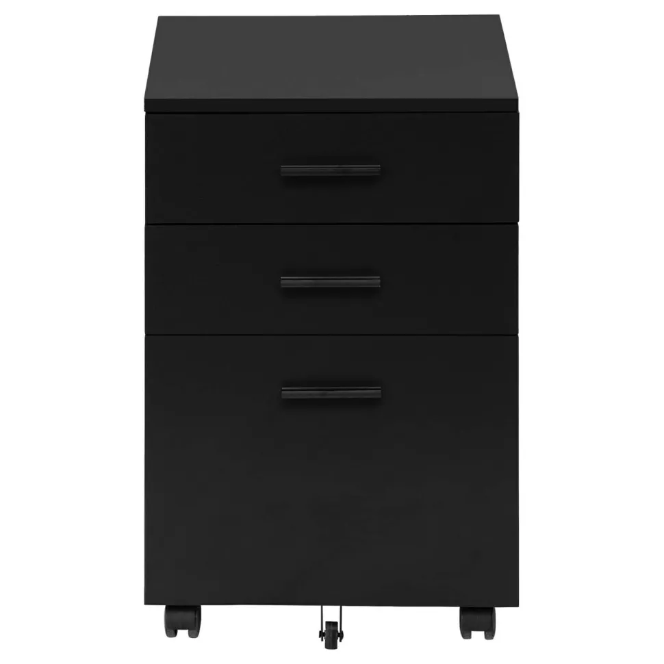 File Cabinet, Rolling Mobile, Storage Drawers, Printer Stand, Office, Work, Black Laminate, Contemporary, Modern