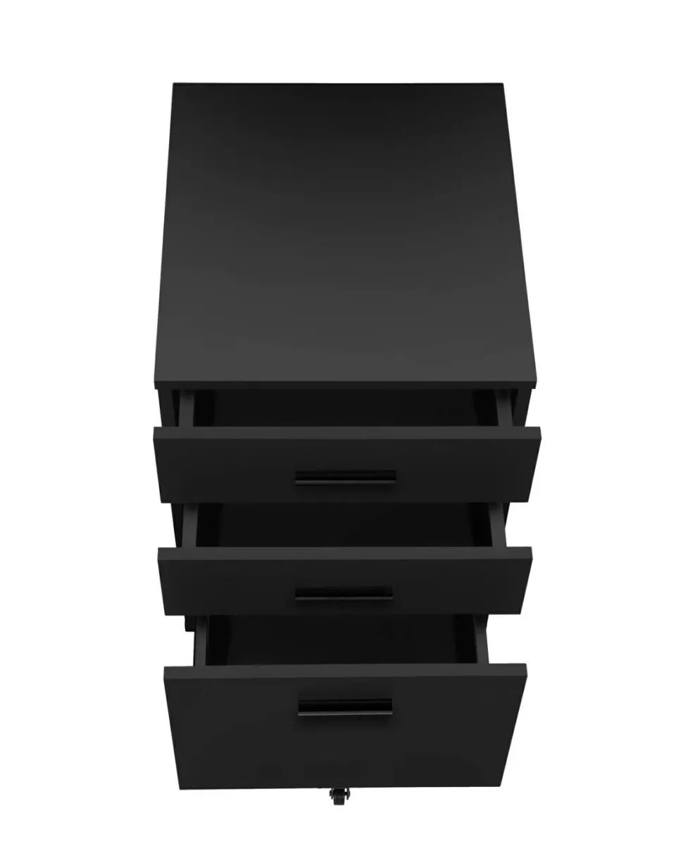 File Cabinet, Rolling Mobile, Storage Drawers, Printer Stand, Office, Work, Black Laminate, Contemporary, Modern