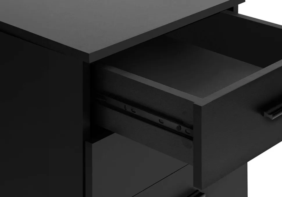 File Cabinet, Rolling Mobile, Storage Drawers, Printer Stand, Office, Work, Black Laminate, Contemporary, Modern