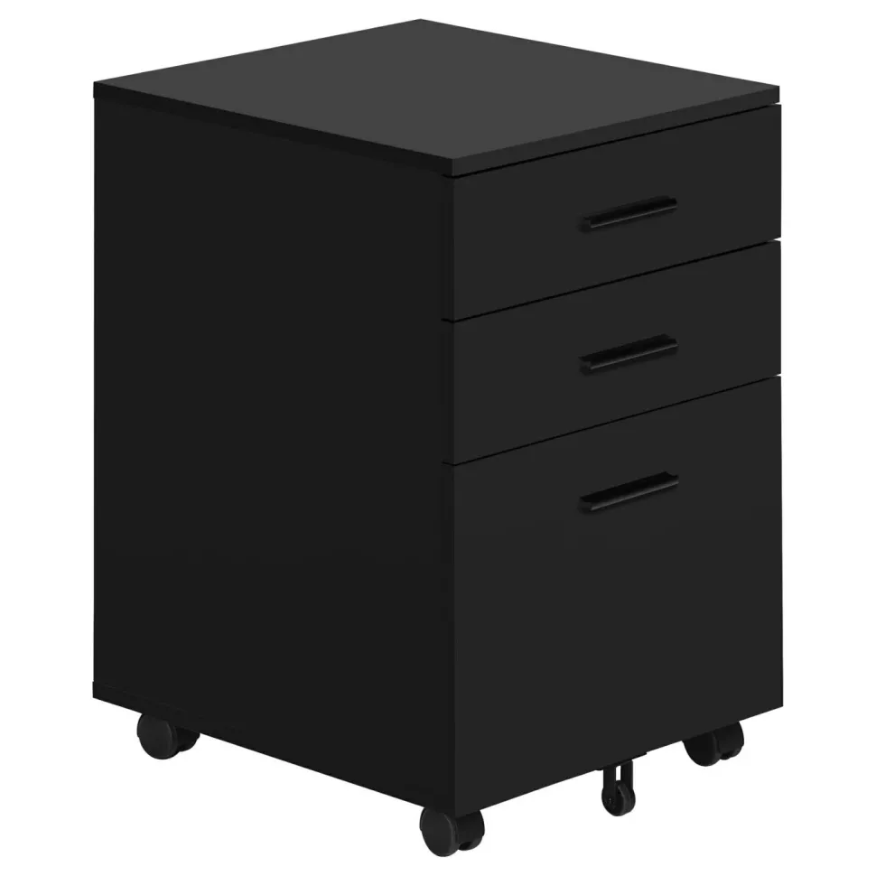 File Cabinet, Rolling Mobile, Storage Drawers, Printer Stand, Office, Work, Black Laminate, Contemporary, Modern
