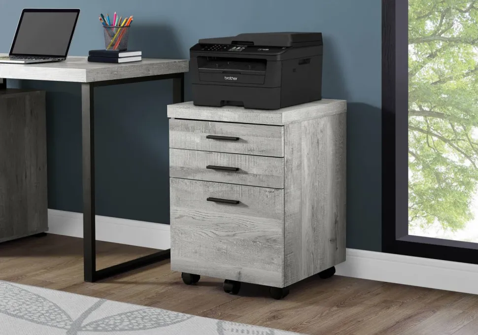 File Cabinet, Rolling Mobile, Storage Drawers, Printer Stand, Office, Work, Grey Laminate, Contemporary, Modern