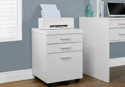 File Cabinet, Rolling Mobile, Storage Drawers, Printer Stand, Office, Work, White Laminate, Contemporary, Modern