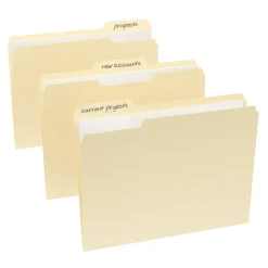 File Folders, 1/3 Cut, Letter Size, 30% Recycled, Manila, Pack Of 100 Folders