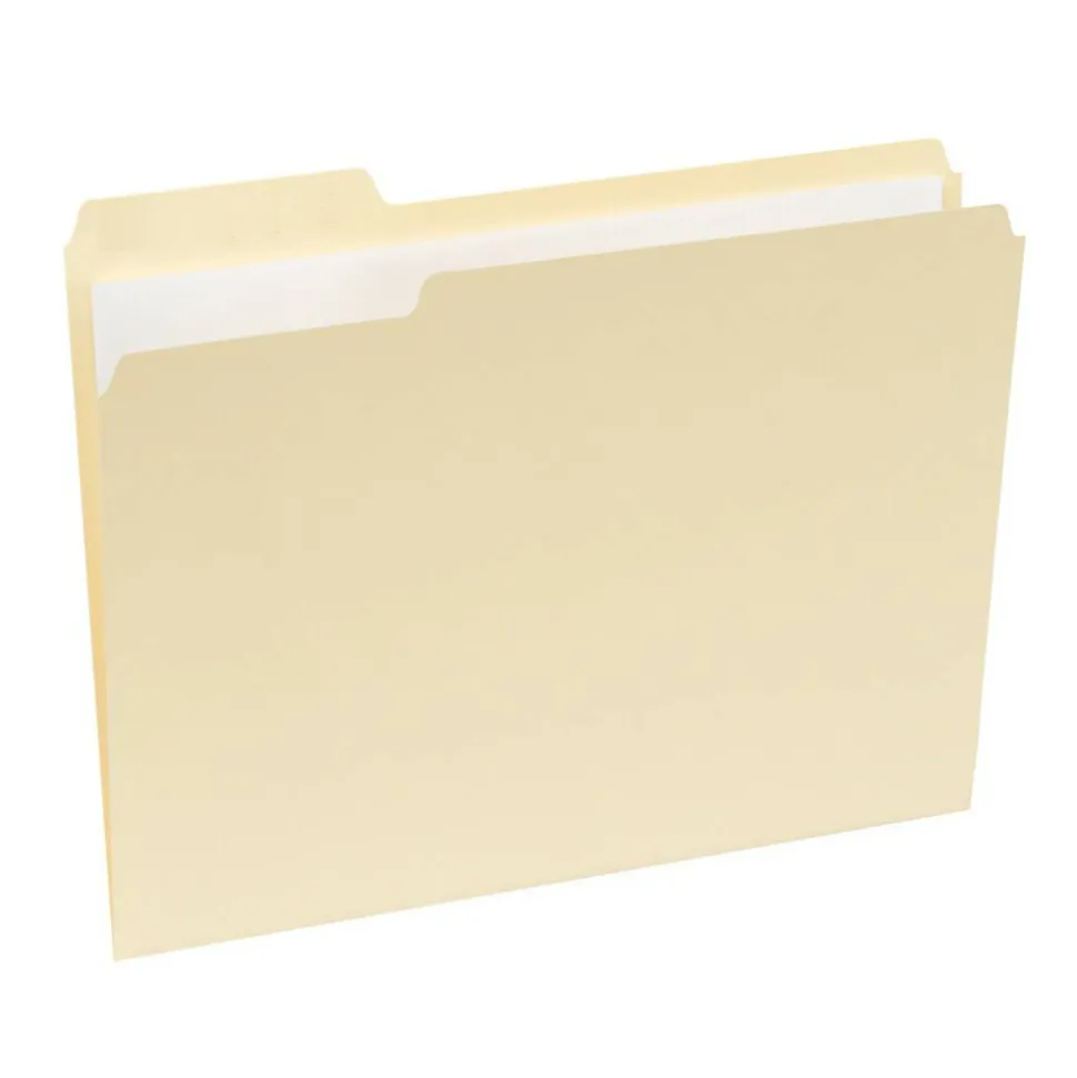 File Folders, 1/3 Cut, Letter Size, 30% Recycled, Manila, Pack Of 100 Folders