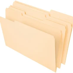 File Folders, 1/3 Tab Cut, Legal Size, Manila, Pack Of 100 Folders