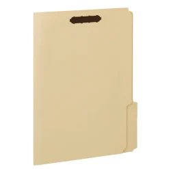 File Folders With Fasteners, 3/4" Expansion, 8 1/2" x 11", Letter, Manila, Box of 25