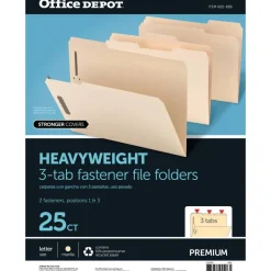 File Folders With Fasteners, 3/4" Expansion, 8 1/2" x 11", Letter, Manila, Box of 25