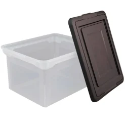 File Tote, Letter/Legal Size, 18"L x 14 1/4"W x 10 7/8"H, Clear/Black