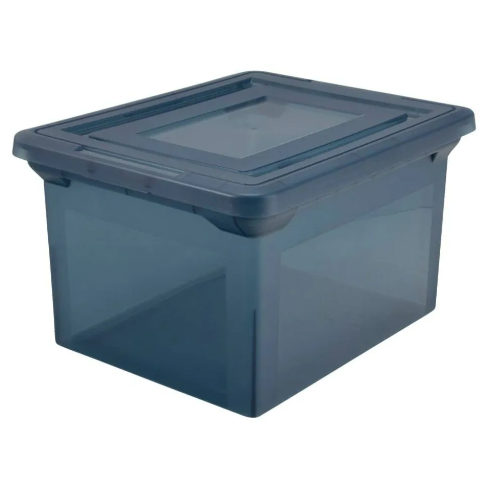 File Tote, 35 Qt, Letter/Legal Size, 10-13/16"H x 13-5/8"W x 18"D, Copen Blue