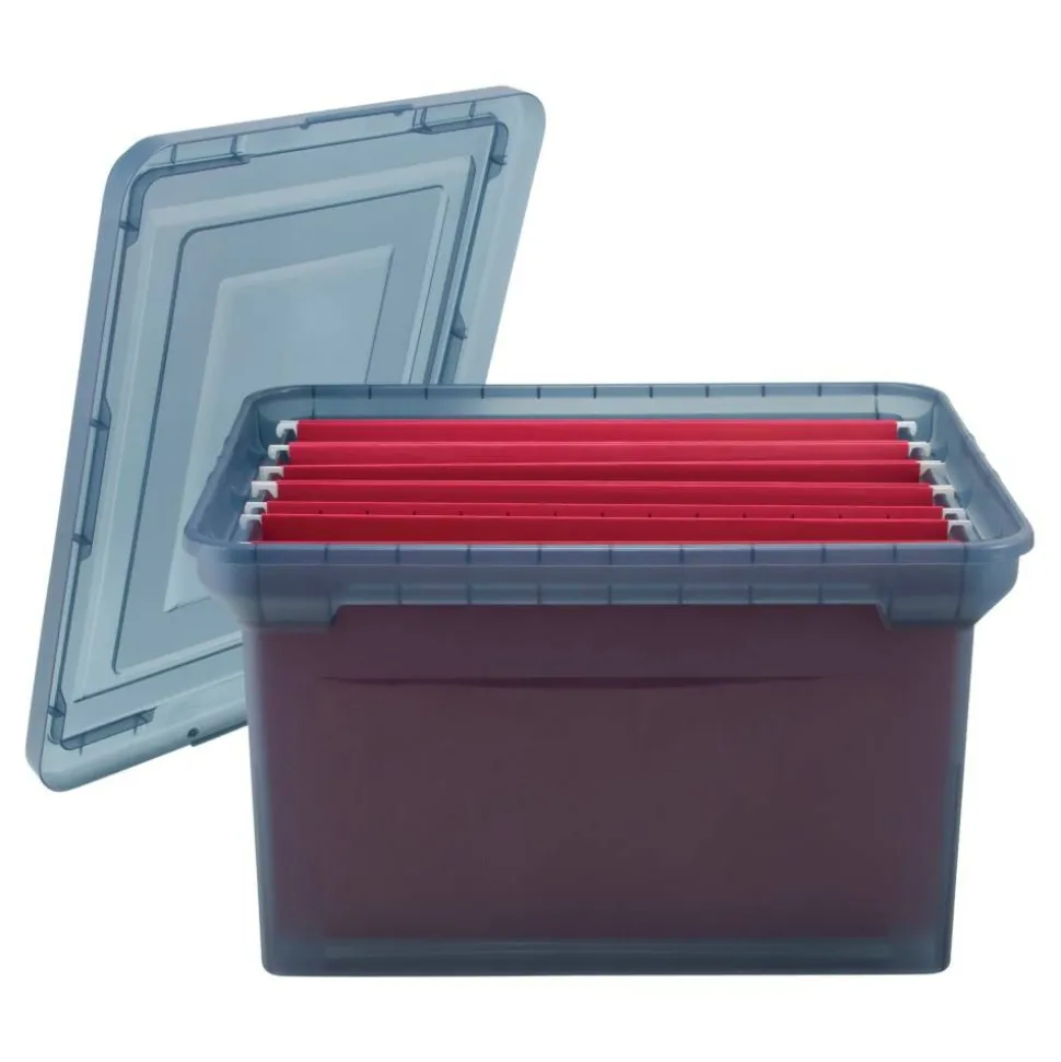 File Tote, 35 Qt, Letter/Legal Size, 10-13/16"H x 13-5/8"W x 18"D, Copen Blue