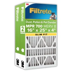 Filtrete 16 x 25 x 4 Air Filter, 2 HVAC Filters, MPR 700, MERV 8, Optimized HVAC Airflow, Dust, Pollen & Pet Dander, 12 Month AC and Furnace Filters