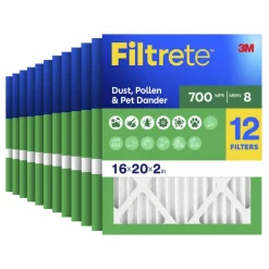 Filtrete 16 x 20 x 2 Air Filter, 12 HVAC Filters, MPR 700, MERV 8, Optimized HVAC Airflow, Dust, Pollen & Pet Dander, 3 Month AC and Furnace Filters