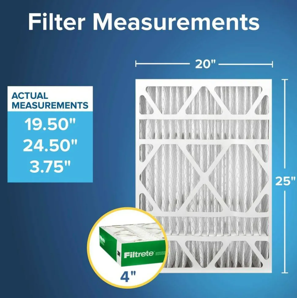 Filtrete 20 x 25 x 4 Air Filter, 2 HVAC Filters, MPR 700, Merv 8, Dust, Pollen & Pet Dander, 12 Month Pleated 4 Inch Electrostatic Air Filters