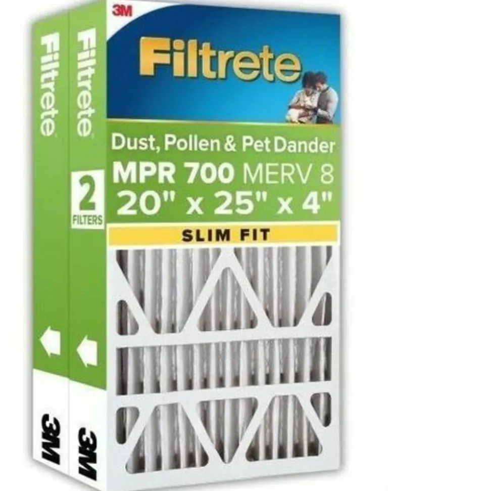 Filtrete 20 x 25 x 4 Air Filter, 2 HVAC Filters, MPR 700, Merv 8, Dust, Pollen & Pet Dander, 12 Month Pleated 4 Inch Electrostatic Air Filters