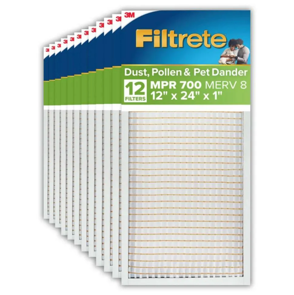 Filtrete 12 x 24 x 1 Air Filter, 12 HVAC Filters, MPR 700, Merv 8, Dust, Pollen & Pet Dander, 3 Month Pleated 1 Inch Electrostatic Air Filters