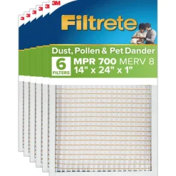 Filtrete 14 x 24 x 1 Air Filter, 6 HVAC Filters, MPR 700, MERV 8, Optimized HVAC Airflow, Dust, Pollen & Pet Dander, 3 Month AC and Furnace Filters