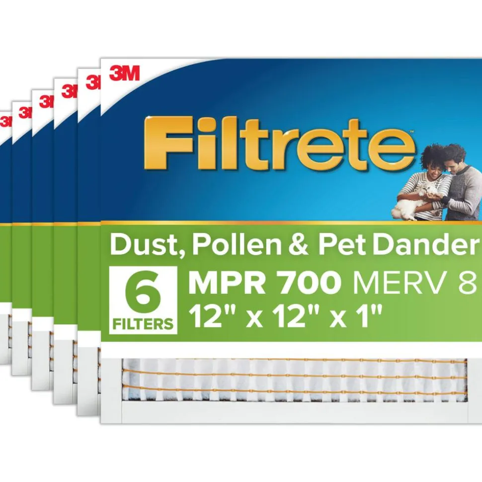 Filtrete 12 x 12 x 1 Air Filter, 6 HVAC Filters, MPR 700, MERV 8, Optimized HVAC Airflow, Dust, Pollen & Pet Dander, 3 Month AC and Furnace Filters