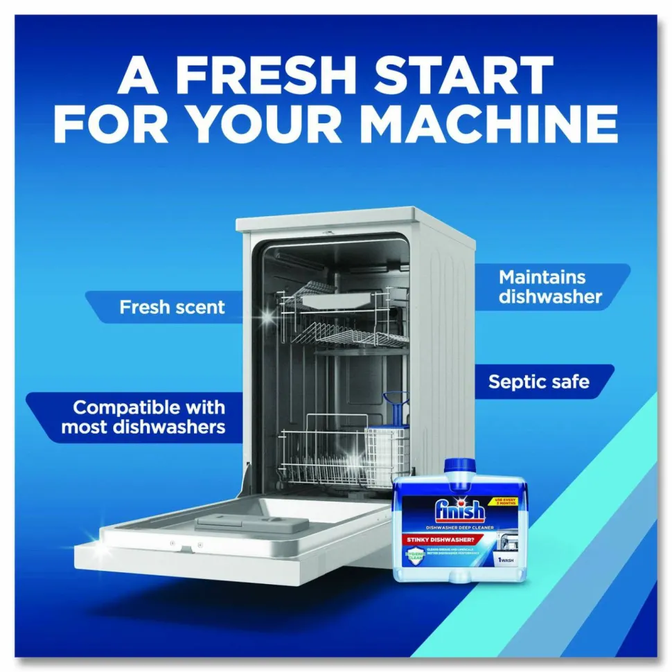 FINISH Dishwasher Cleaner, Fresh Scent, 8.45 oz Bottle, 6/Carton