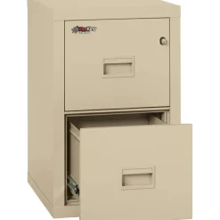 FireKing Compact Turtle Insulated Vertical File, 1-Hour Fire, 2 Legal/Letter File Drawers, Parchment, 17.75" x 22.13" x 27.75"