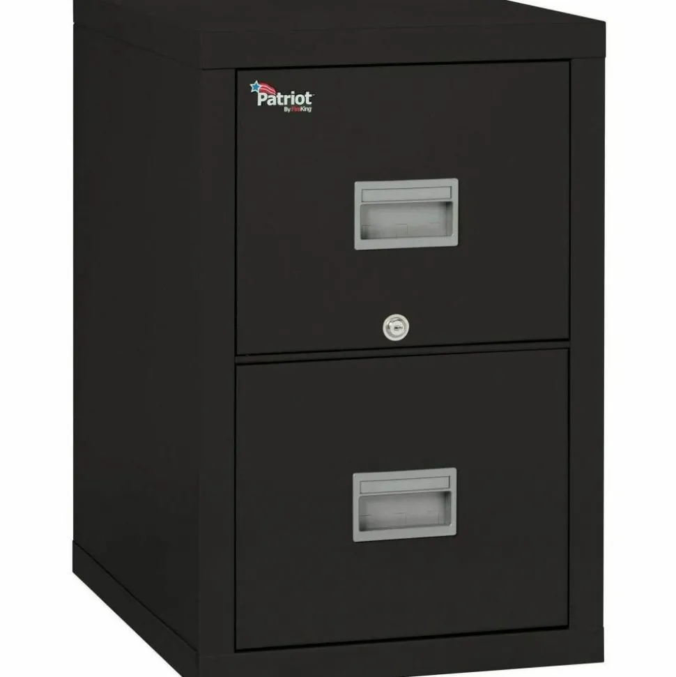 FireKing Patriot 25"D Vertical 2-Drawer File Cabinet, Metal, Black, Dock-to-Dock Delivery