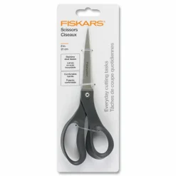 Fiskars Everyday Scissors, 8" Long, 3.75" Cut Length, Straight Black Handle