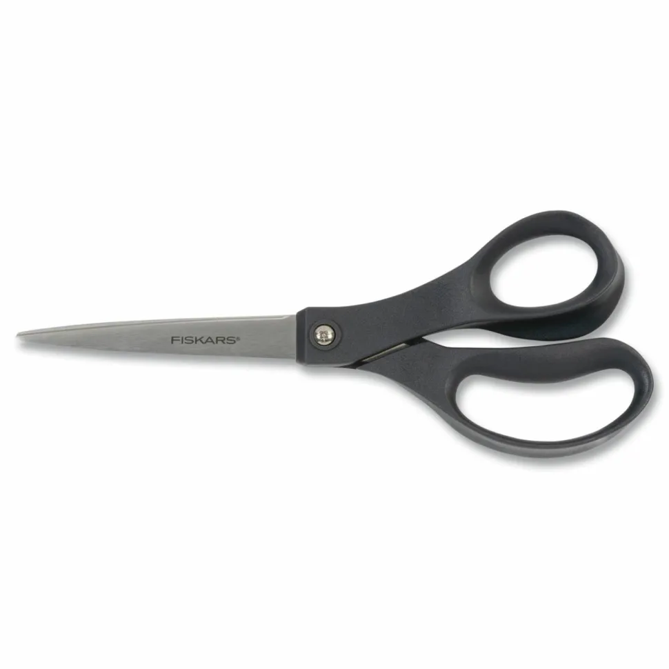Fiskars Everyday Scissors, 8" Long, 3.75" Cut Length, Straight Black Handle