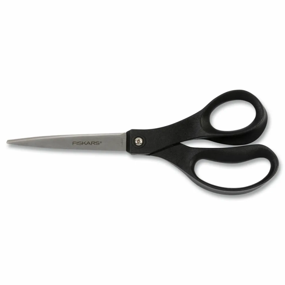 Fiskars Scissors, 8" Long, Straight Black Handle