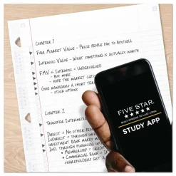 Five Star Reinforced Filler Paper Plus Study App, 3-Hole, 8.5 x 11, College Rule, 80/Pack