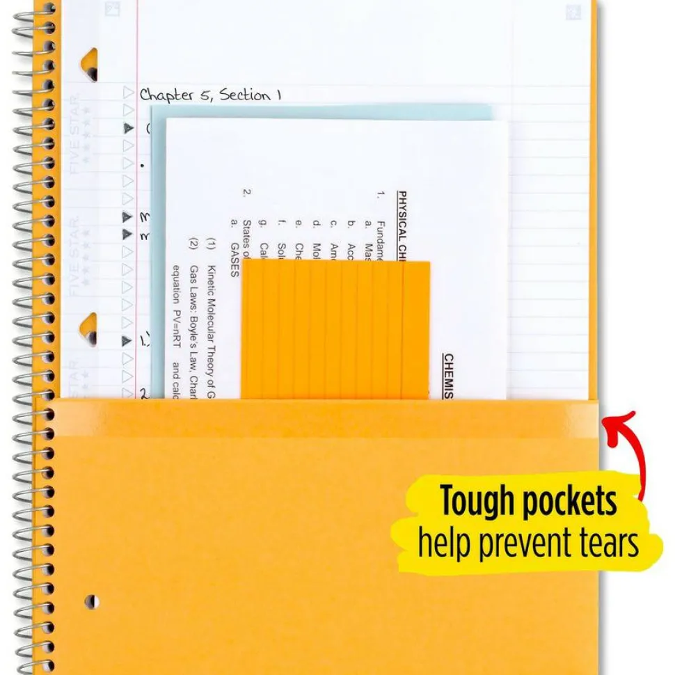 Five Star Wire-Bound Notebook, 8-1/2" x 11", 5 Subject, College Ruled, 200 Sheets, Black