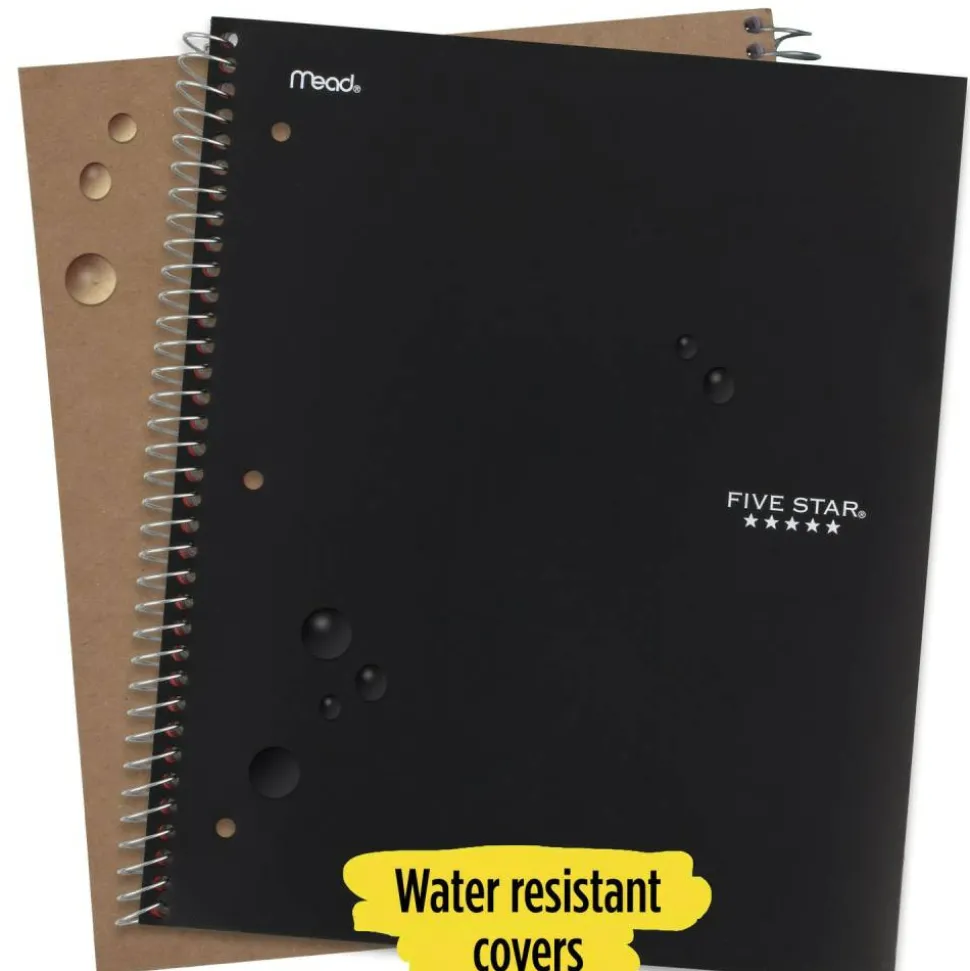 Five Star Wire-Bound Notebook, 8-1/2" x 11", 5 Subject, College Ruled, 200 Sheets, Black