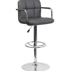 Flash Furniture Contemporary Quilted Adjustable Height Barstool with Arms