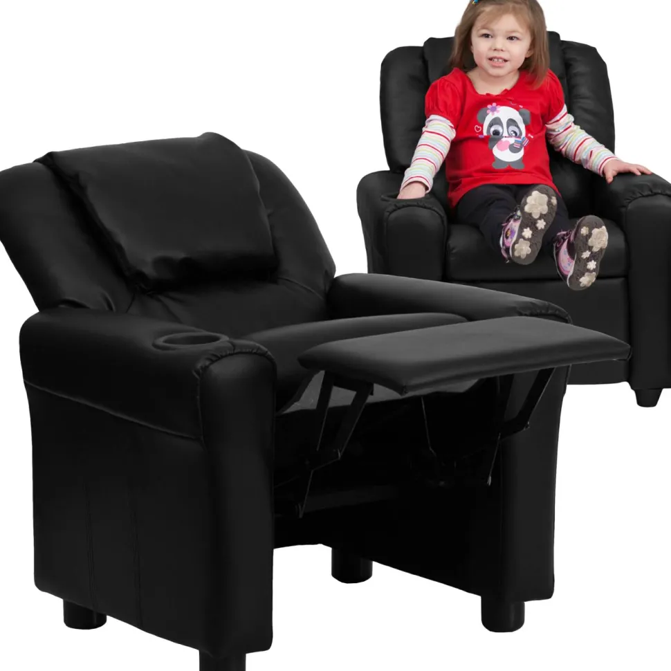 Flash Furniture Contemporary Kids Recliner with Cup Holder and Headrest