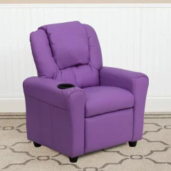 Flash Furniture Contemporary Lavender Vinyl Kids Recliner with Cup Holder and Headrest [DG-ULT-KID-LAV-GG]