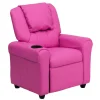 Flash Furniture Contemporary Hot Pink Vinyl Kids Recliner with Cup Holder and Headrest [DG-ULT-KID-HOT-PINK-GG]