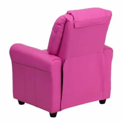 Flash Furniture Contemporary Hot Pink Vinyl Kids Recliner with Cup Holder and Headrest [DG-ULT-KID-HOT-PINK-GG]