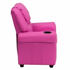 Flash Furniture Contemporary Hot Pink Vinyl Kids Recliner with Cup Holder and Headrest [DG-ULT-KID-HOT-PINK-GG]