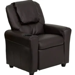 Flash Furniture Contemporary Brown Vinyl Kids Recliner with Cup Holder and Headrest [DG-ULT-KID-BRN-GG]